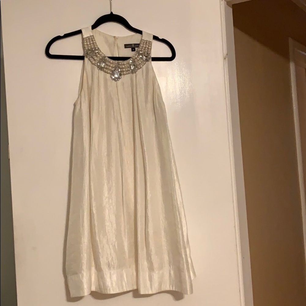 White Dress with Faux Pearls and Jewels
